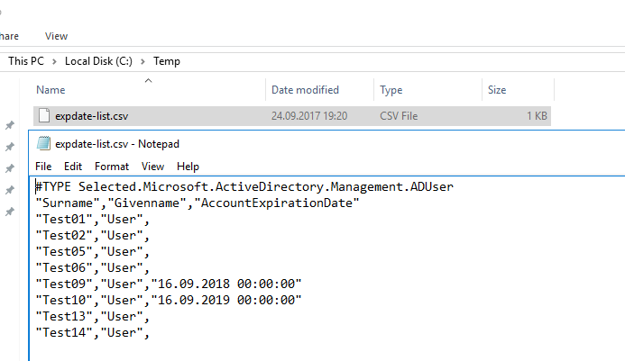 powershell import csv